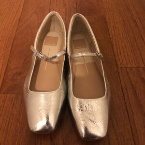 Silver Mary Jane Flats